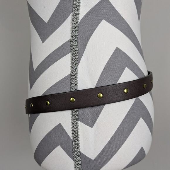 CABI Brown Leather Gold Tone Bridle Bit Studded Belt Size Medium - Picture 8 of 13